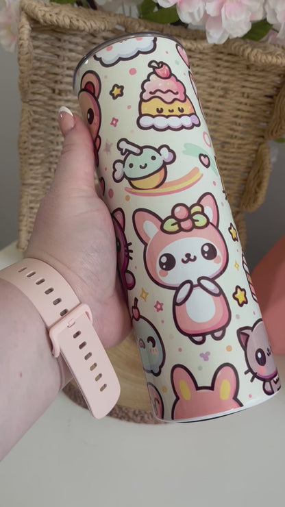 Cute Kawaii Animal 20oz Tumbler, Girl Era, Hot and Cold Drinks Tumbler
